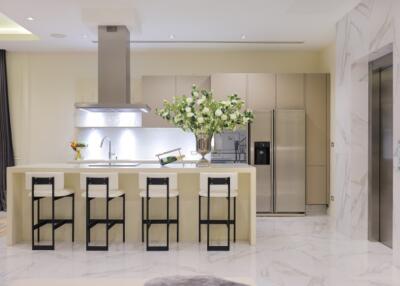 Modern kitchen with island and bar stools