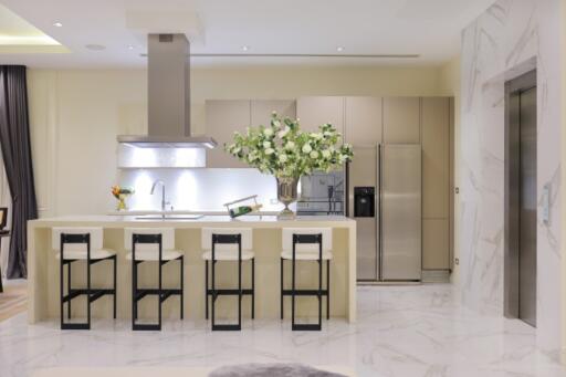 Modern kitchen with island and bar stools