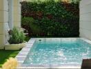 Private backyard pool with greenery