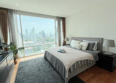 Modern bedroom with city view