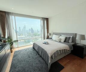 Modern bedroom with city view