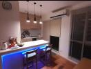 Modern kitchen with island and stools