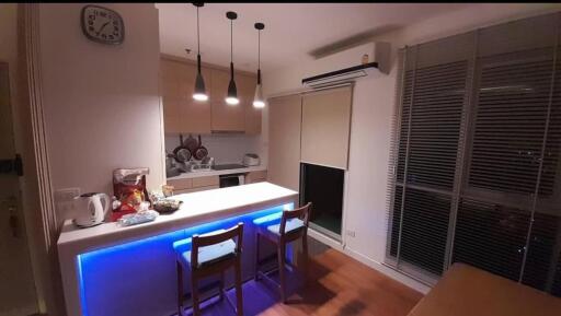 Modern kitchen with island and stools