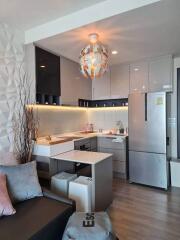 Modern kitchen with island and stainless steel appliances