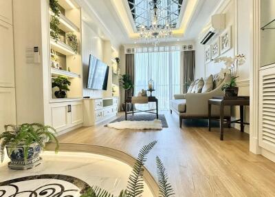 Bright and modern living room with plants and elegant decor