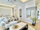 Luxurious living room with elegant decor and modern amenities