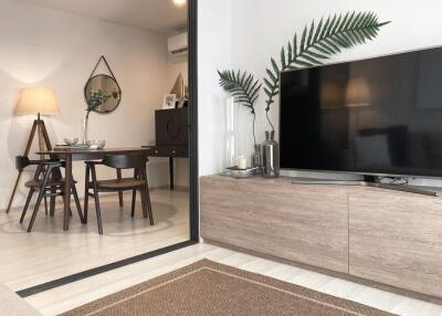 Modern living room with dining area