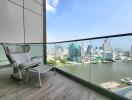 Balcony with a view of the city and river