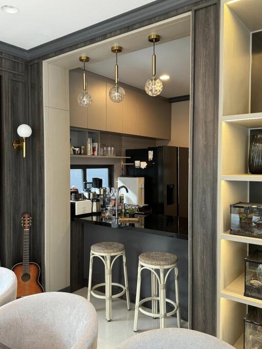 Modern kitchen with bar seating