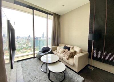 Modern living room with city view