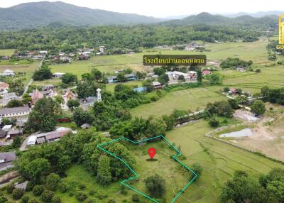 Aerial view of the land with scenic surroundings