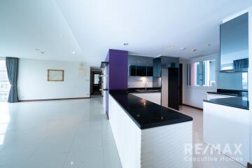 Modern kitchen with large living area