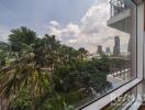 Scenic view from window with balcony