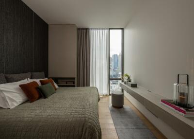 Modern bedroom with city view