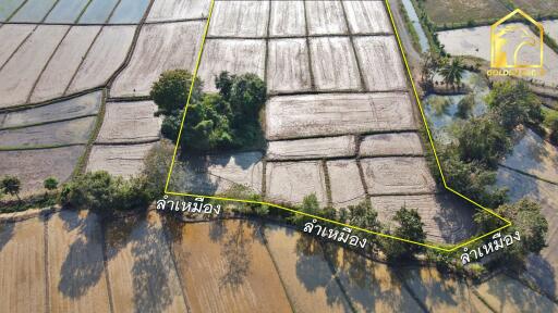 Aerial view of agricultural land parcels