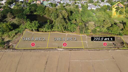 Aerial view of multiple plotted land segments