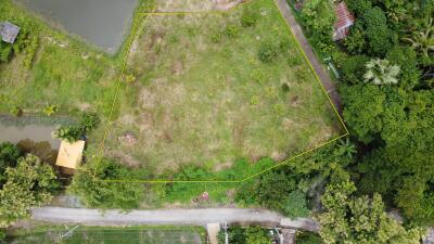 Aerial view of a plot of land