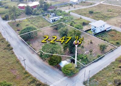 Ariel view of a land plot in a residential area