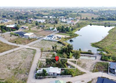 Aerial view of a plot of land in a rural area