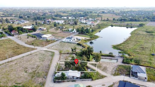 Aerial view of a plot of land in a rural area