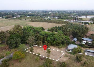 Aerial view of a plot of land