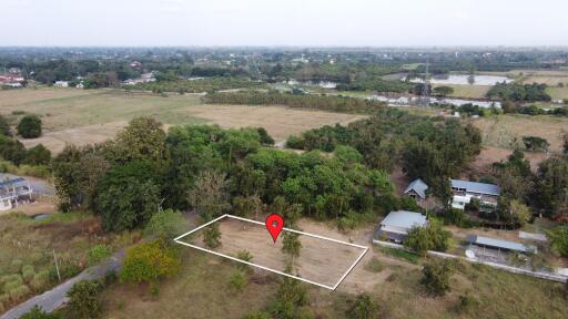 Aerial view of a plot of land