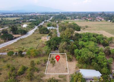 Aerial view of a plot of land