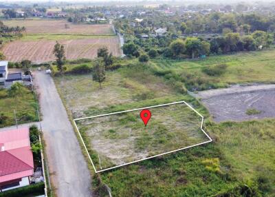 Aerial view of a plot of land in a rural area