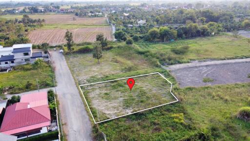 Aerial view of a plot of land in a rural area