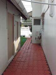 Outdoor pathway alongside the building