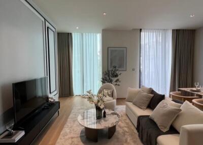 Contemporary living room with neutral palette and modern furnishings