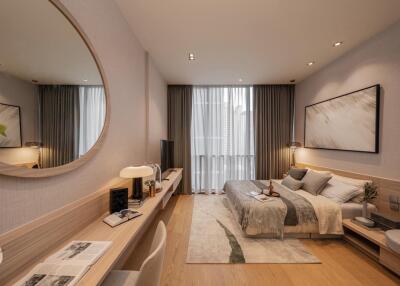 Modern bedroom with study area