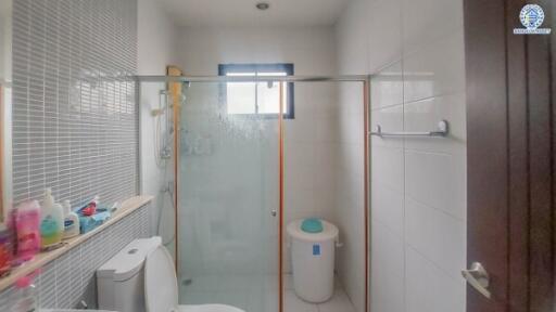 Modern bathroom with shower and toilet