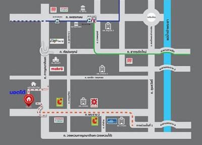 Property location map highlighting nearby amenities and routes