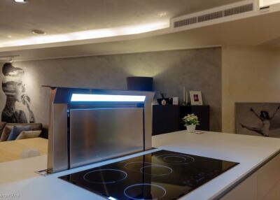 Modern kitchen with induction cooktop and sleek design