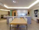 Modern kitchen and dining area with contemporary decor