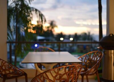 Outdoor seating area on balcony