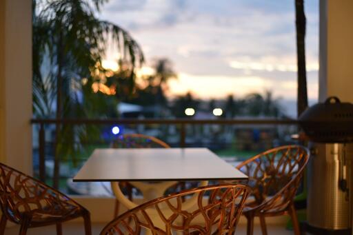 Outdoor seating area on balcony