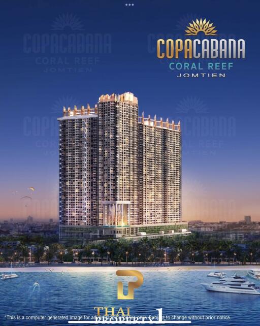 Spacious 1-Bed Direct Sea View Side - Copacabana Coral Reef Jomtien