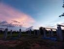 Outdoor construction site at sunset