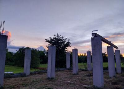 Construction site at sunset