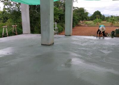 Under construction area with green canopy