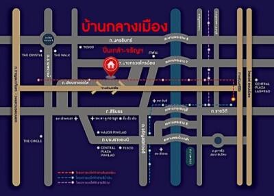 Map of a central city area with landmarks and streets labeled.