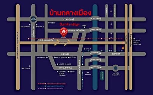 Map of a central city area with landmarks and streets labeled.