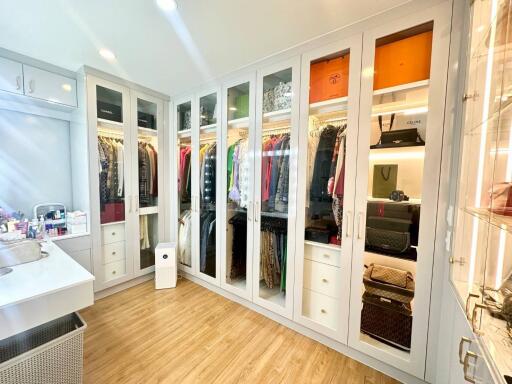 Spacious and organized walk-in closet with ample storage space