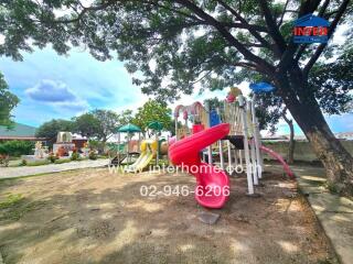 Outdoor playground with slides