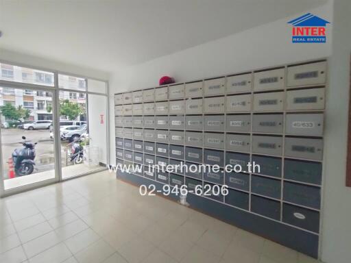 Mailboxes in the lobby area of the building