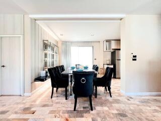 Modern dining room with table and chairs