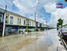 Street view of modern townhouses