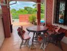 Outdoor patio with seating area